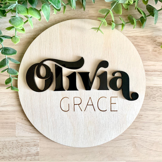 Baby Name Sign / Baby Photo Prop / Pregnancy Announcement / Wooden and Acrylic Signs