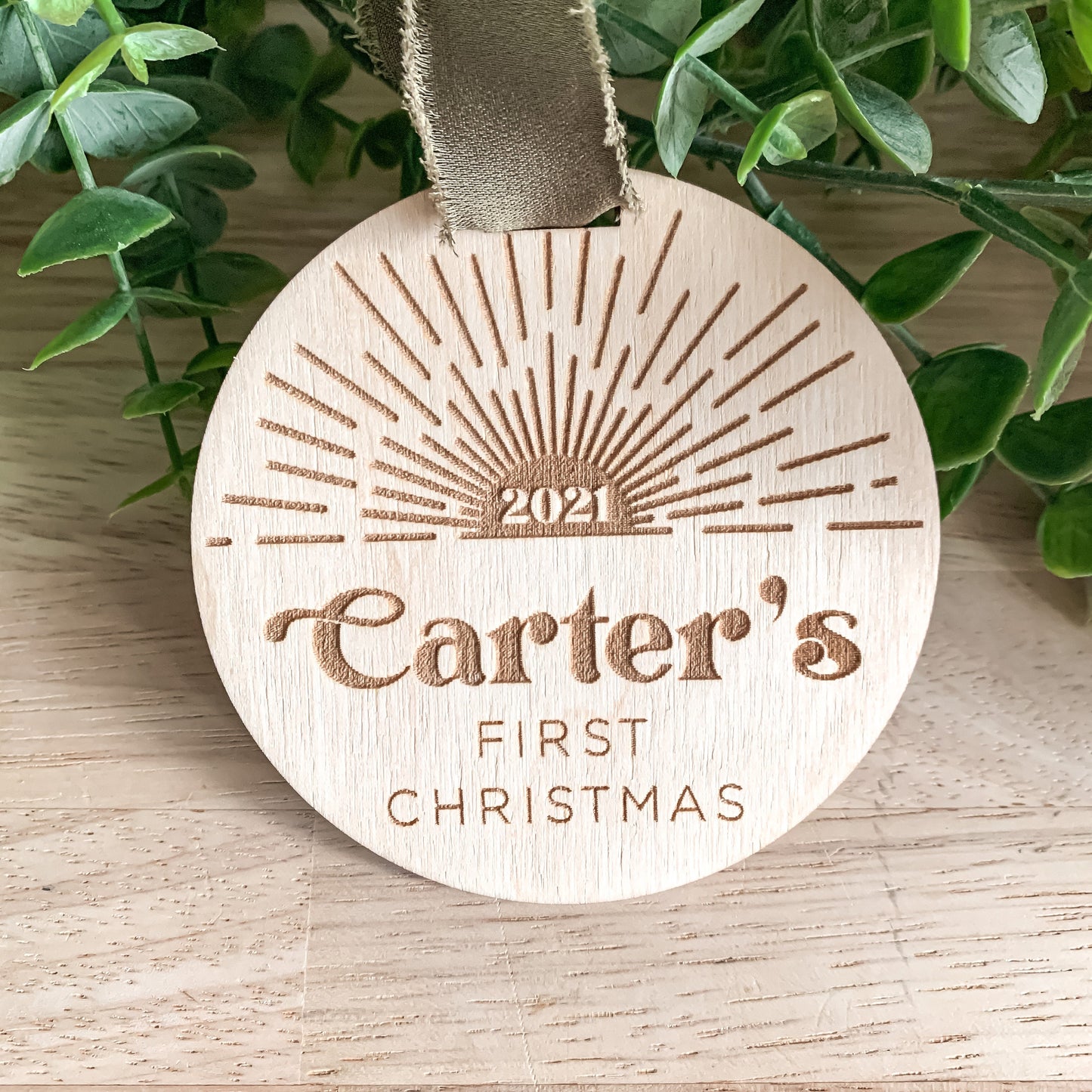 Baby's First Christmas Ornament | Sun Beam Boho Minimal