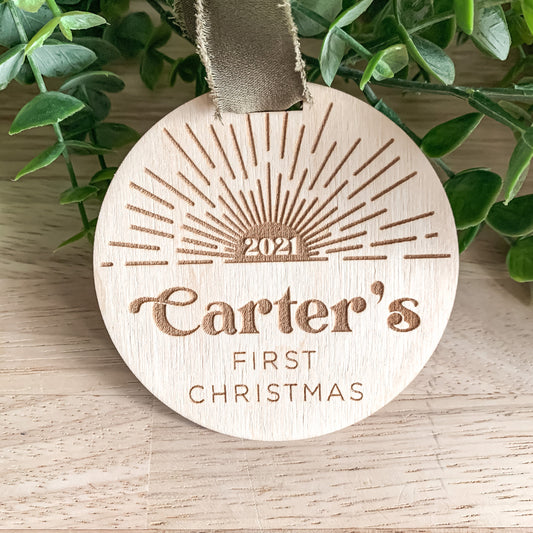 Baby's First Christmas Ornament | Sun Beam Boho Minimal