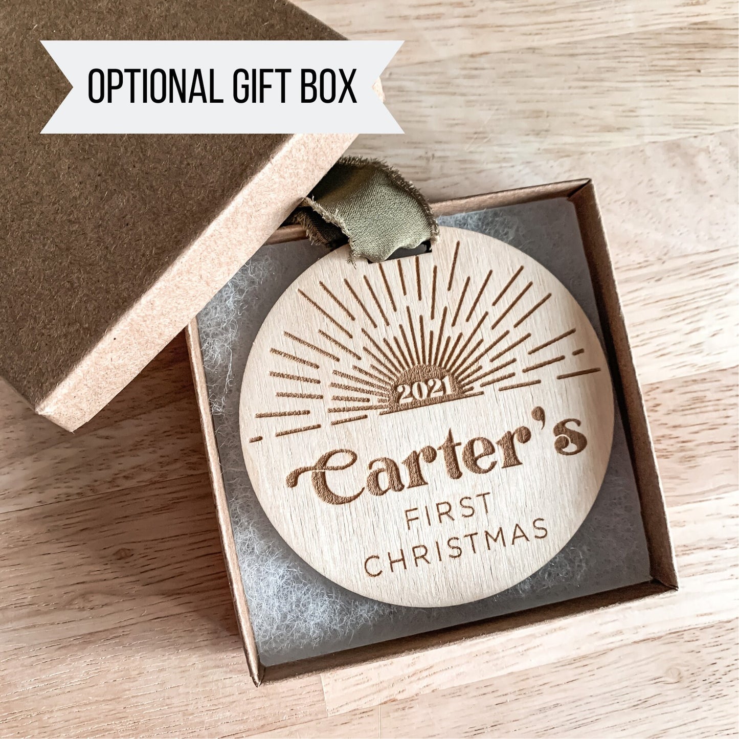 Baby's First Christmas Ornament | Sun Beam Boho Minimal