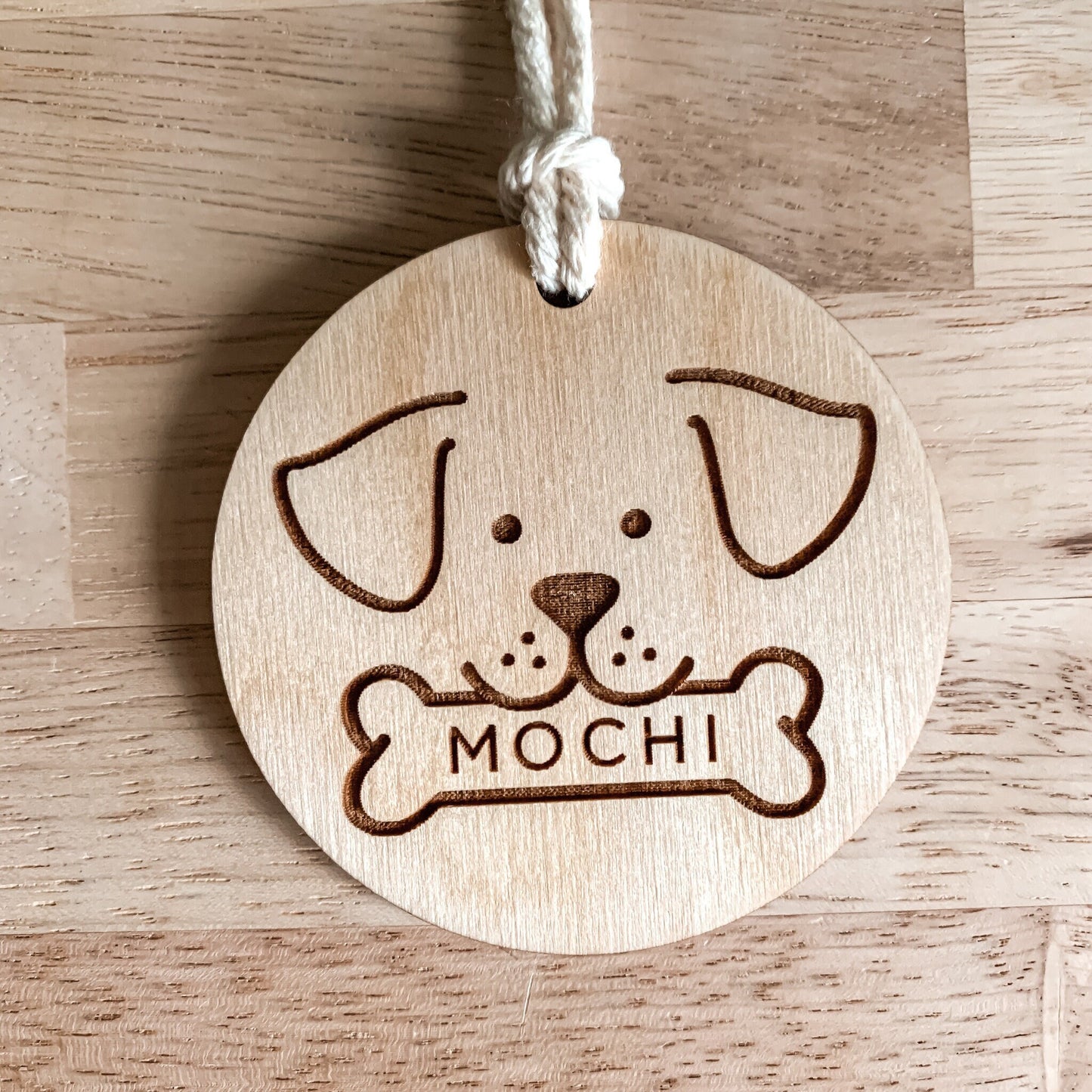 Personalized Dog Christmas Wooden Stocking Tag