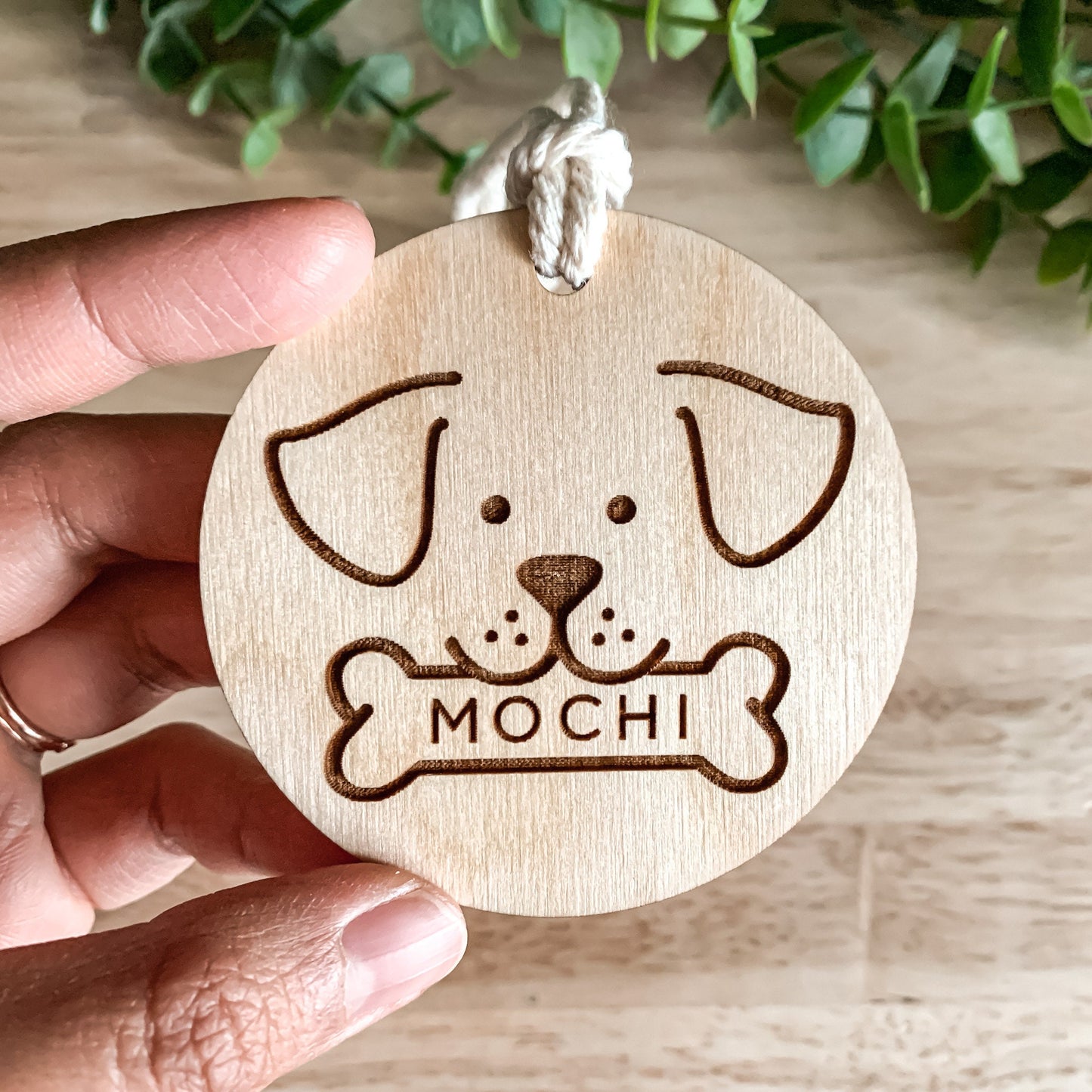 Personalized Dog Christmas Wooden Stocking Tag