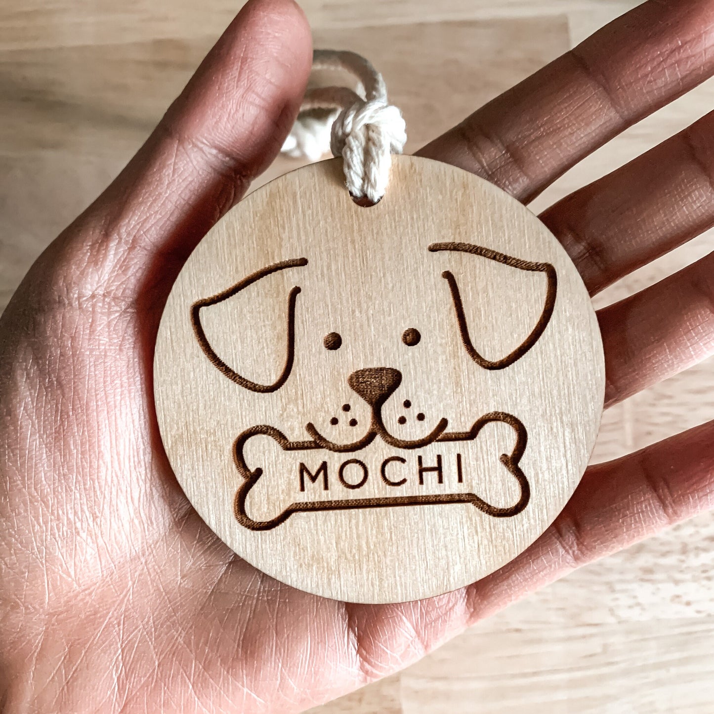 Personalized Dog Christmas Wooden Stocking Tag