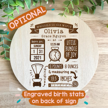 Baby Name Sign / Baby Photo Prop / Pregnancy Announcement / Custom Baby Name Sign