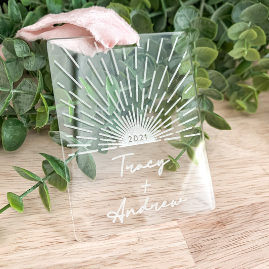 Boho Couple Names Christmas Ornament | Sun Beam