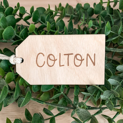 Wooden Name Tag / Easter Basket Tag / Minimalist / Christmas Stocking Tag
