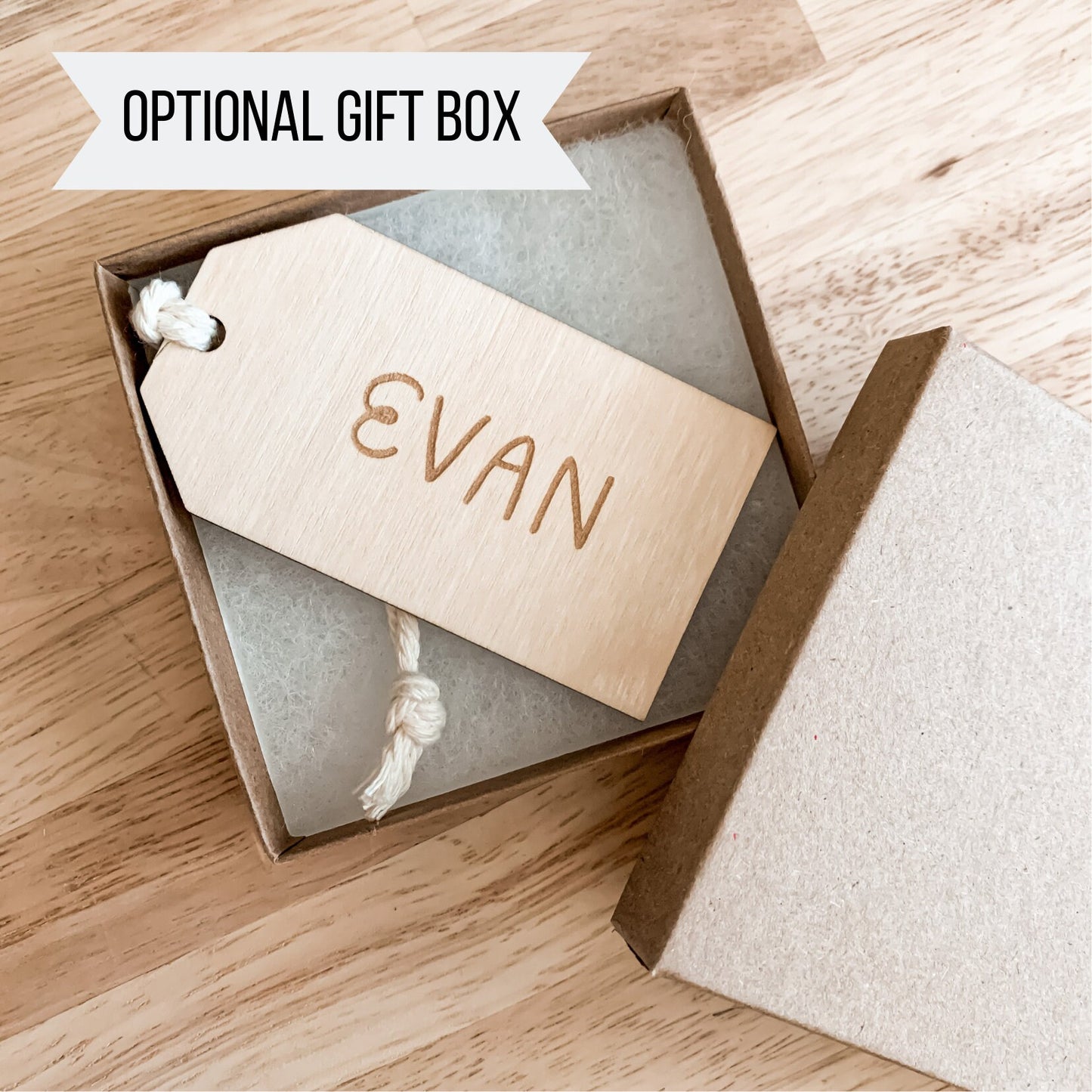 Wooden Name Tag / Easter Basket Tag / Minimalist / Christmas Stocking Tag