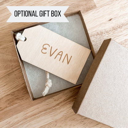 Wooden Name Tag / Easter Basket Tag / Minimalist / Christmas Stocking Tag
