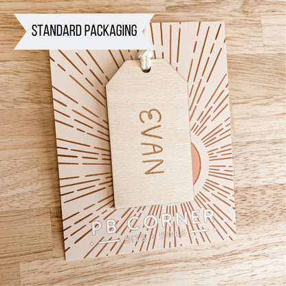 Wooden Name Tag / Easter Basket Tag / Minimalist / Christmas Stocking Tag