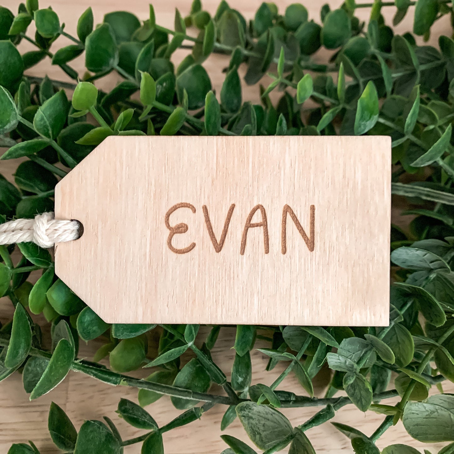 Wooden Name Tag / Easter Basket Tag / Minimalist / Christmas Stocking Tag