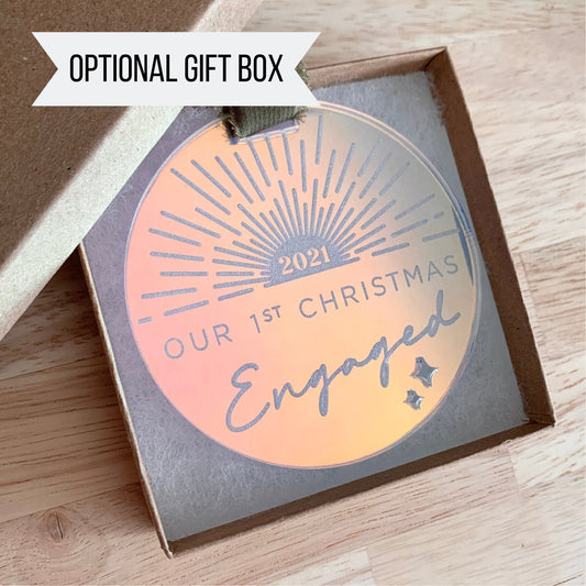 First Christmas Engaged Ornament 2024 / Christmas Gift For Engaged Couple / Sun Beam Design