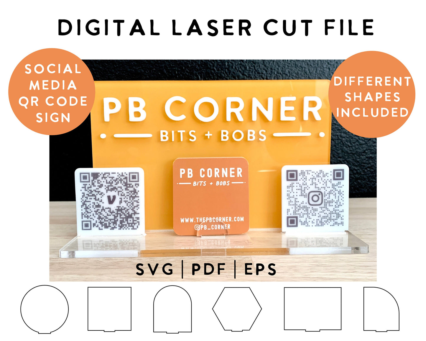 DIGITAL DOWNLOAD / Laser Cut File for Social Media Sign / QR code sign / Scan To Pay Sign / Payment Sign / Instagram Sign / Craft Fair Sign