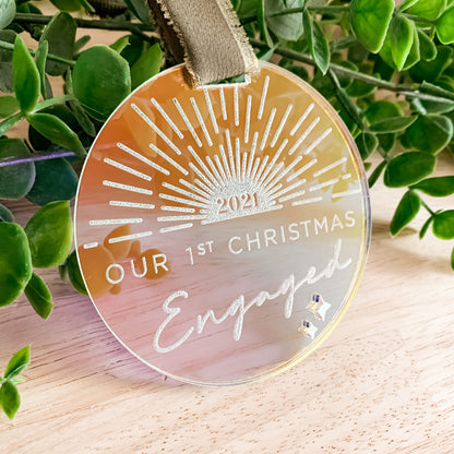 First Christmas Engaged Ornament 2024 / Christmas Gift For Engaged Couple / Sun Beam Design