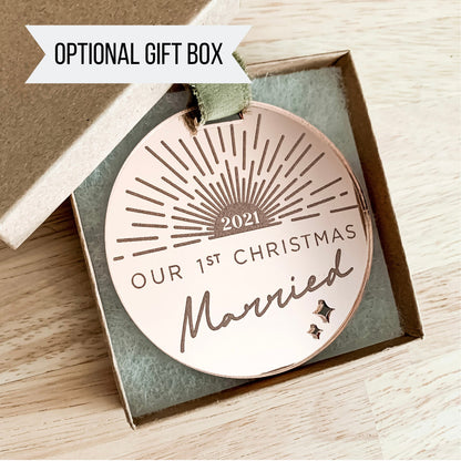 First Christmas Married Ornament 2024 / Christmas Gift for Married Couple / Unique Wedding Gift