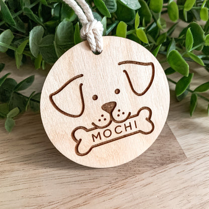 Personalized Dog Christmas Wooden Stocking Tag