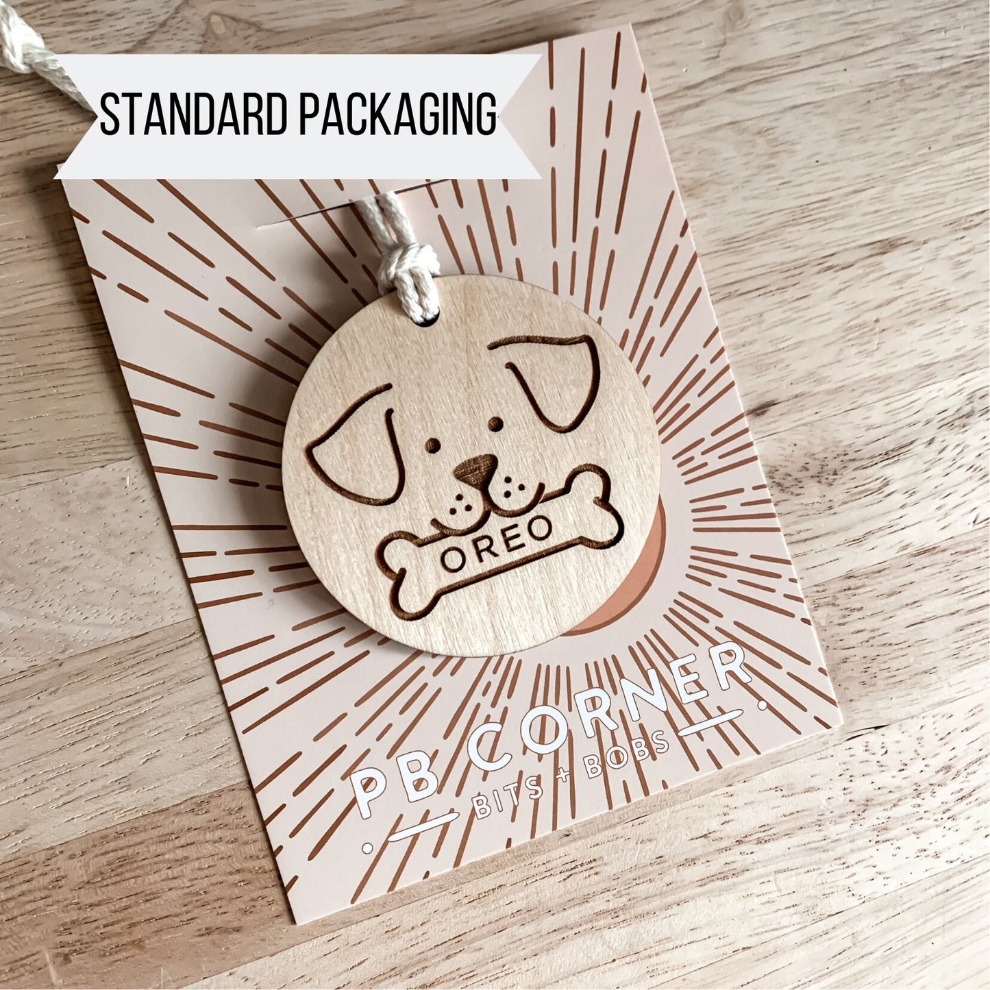 Personalized Dog Christmas Wooden Stocking Tag