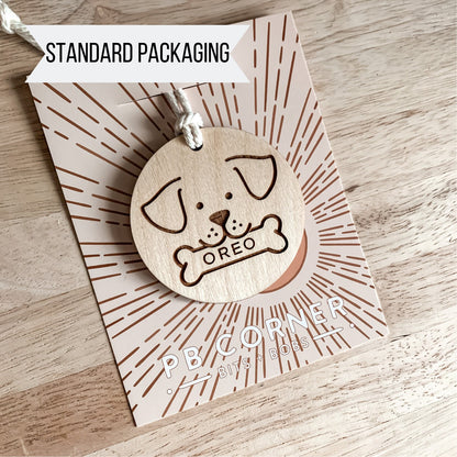 Personalized Dog Christmas Wooden Stocking Tag