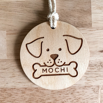 Personalized Dog Christmas Wooden Stocking Tag