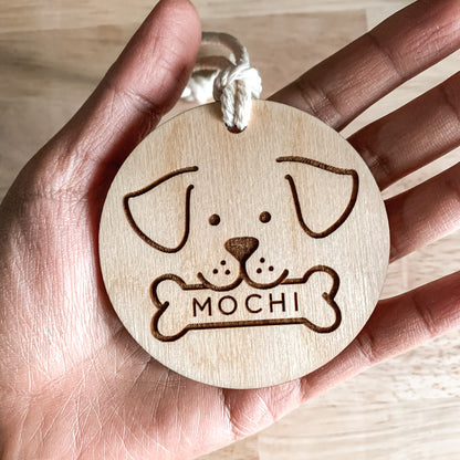 Personalized Dog Christmas Wooden Stocking Tag