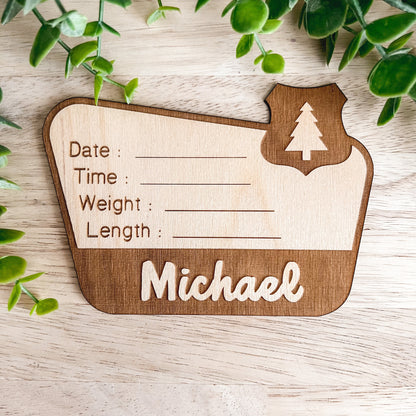 National Forest Birth Stats Sign / Baby Name Sign / Wooden New Born Name Sign / Hospital Baby Announcement Sign / National Park Sign