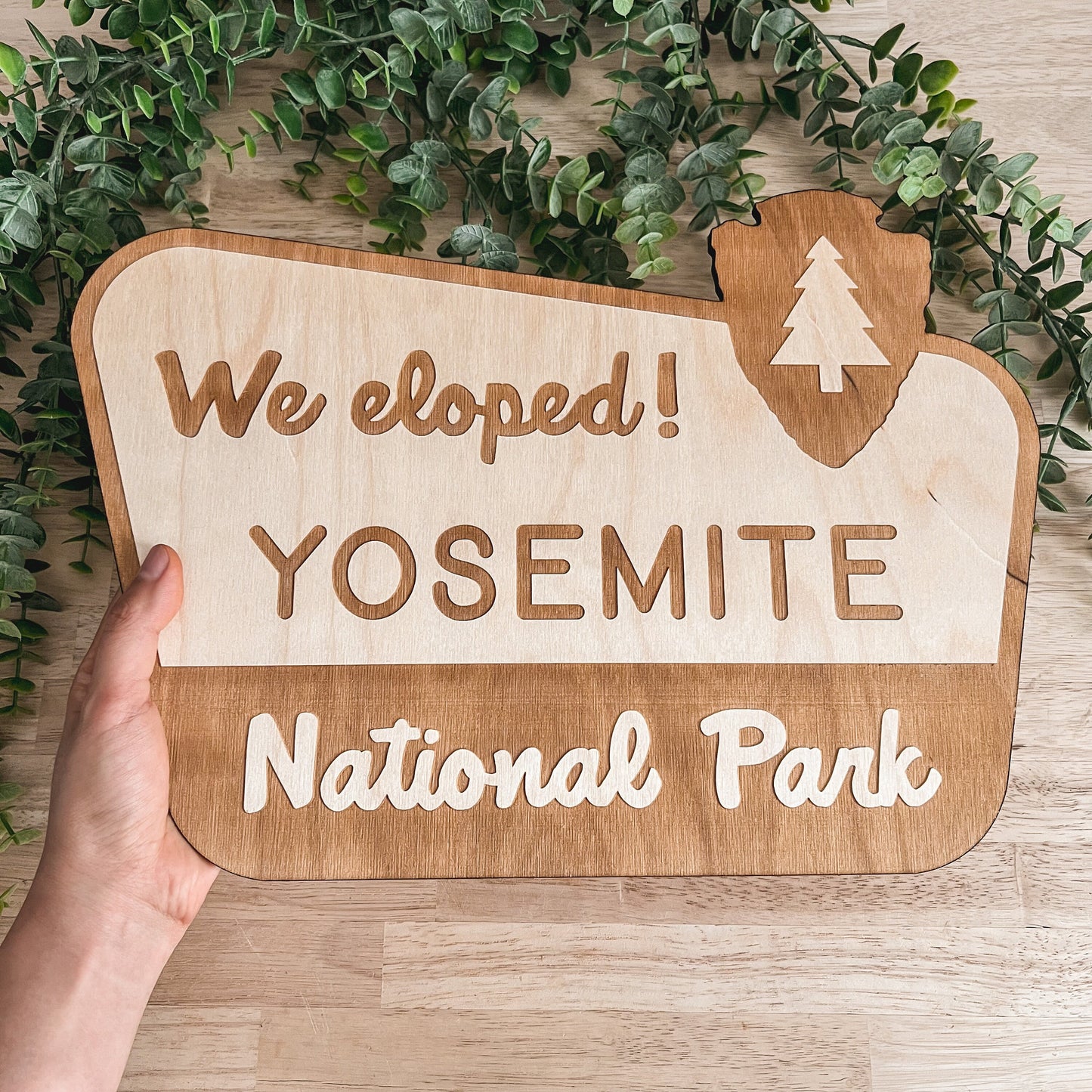 We Eloped Yosemite National Park Sign / Wooden Wedding Sign / Wedding Announcement Sign / Elopement Sign / Wedding Decor