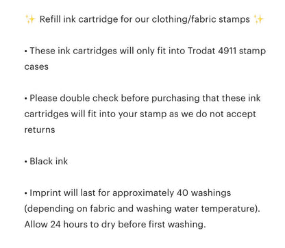 Refill Ink Cartridge for Clothing Stamp | Refill Ink Cartridge for Trodat 4911 Fabric Stamp