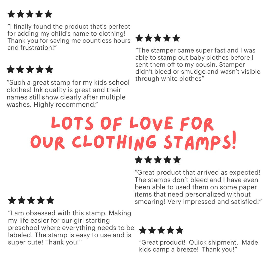 Clothing Stamp | Name Stamp for Clothing | Fabric Stamp | Daycare Stamp | Uniform Stamp | Kids Clothing Stamp | Camp Stamp | Clothing Label