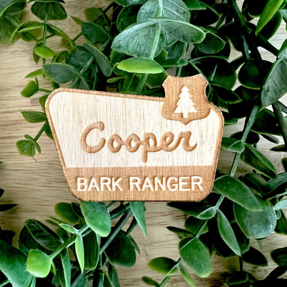 National Park Pin / Bark Ranger Pin / Custom Wooden Pin / National Forest Pin / National Park Gift / Pin for Dog Bandana / Halloween Costume