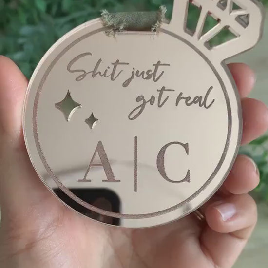 Shit Just Got Real Christmas Ornament | Engagement Ring Ornament | Couple