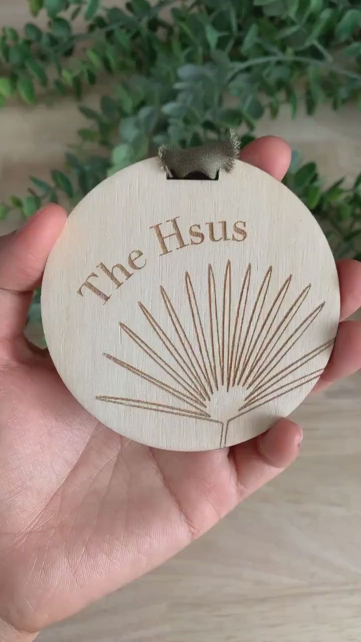 Family Name Christmas Ornament | Minimal Palm Frond