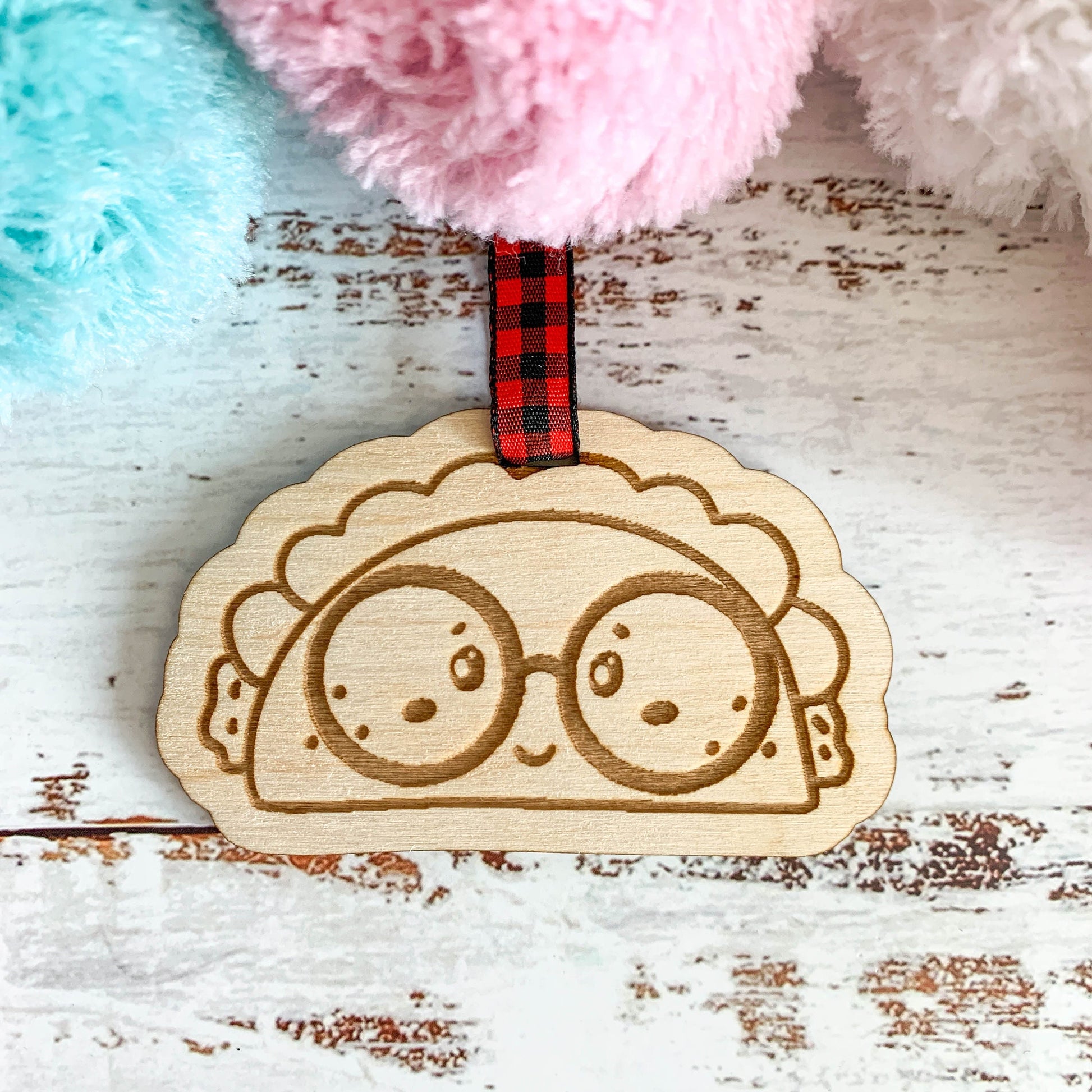 Boba | Bao | Onigiri | Taco Wood Ornament | Christmas | Valentine's Day Tags, Easter Tags, Backpack Tags, Bag Tags