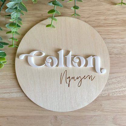 Baby Name Sign / Baby Photo Prop / Pregnancy Announcement / Wooden and Acrylic Signs