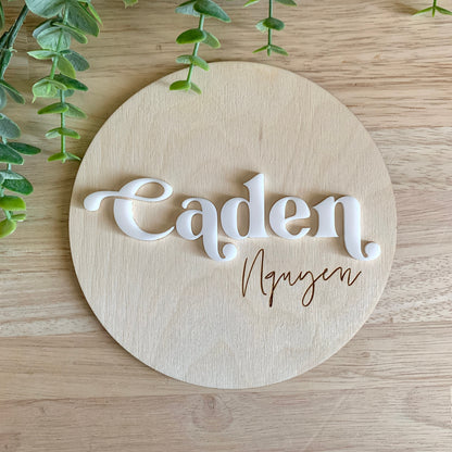 Baby Name Sign / Baby Photo Prop / Pregnancy Announcement / Wooden and Acrylic Signs