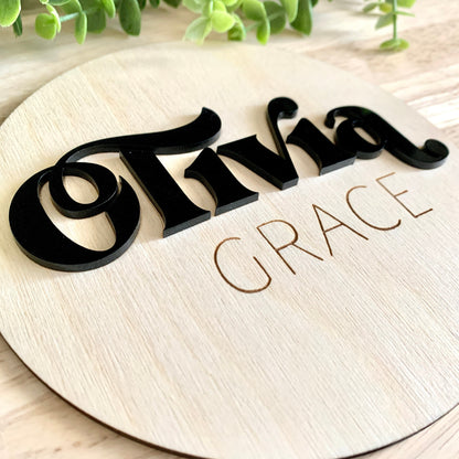Baby Name Sign / Baby Photo Prop / Pregnancy Announcement / Wooden and Acrylic Signs