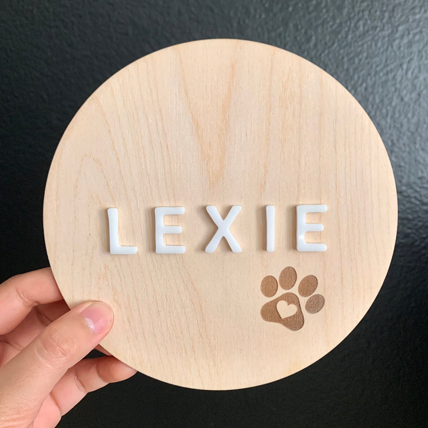 Pet Name Sign / Photo Prop / Dog Paw / Wooden and Acrylic Signs