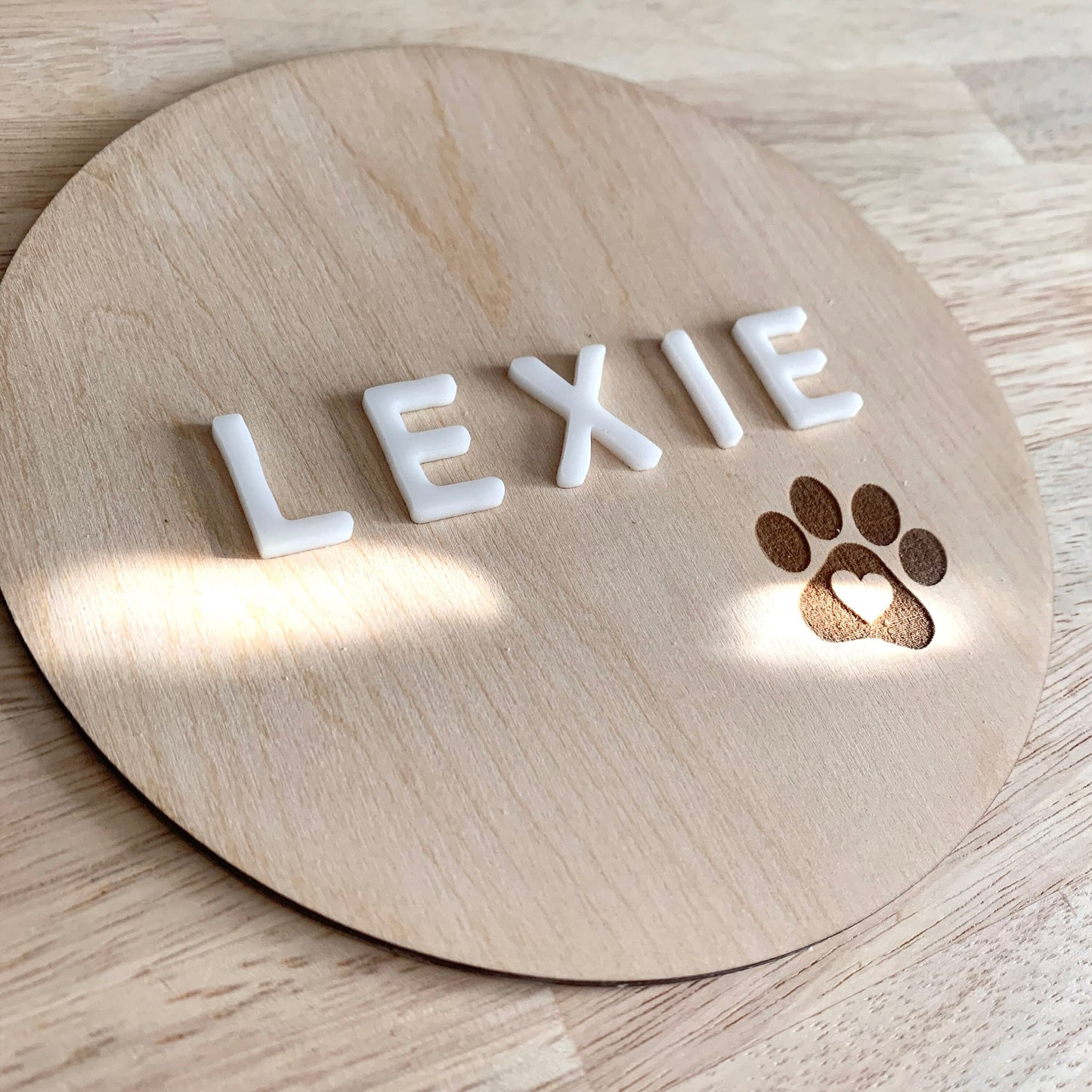 Pet Name Sign / Photo Prop / Dog Paw / Wooden and Acrylic Signs