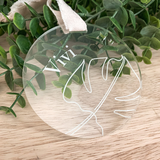 Minimal Monstera Leaf Christmas Ornament | Personalized Name