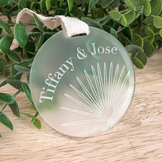 Couple Names Christmas Ornament | Minimal Palm Frond