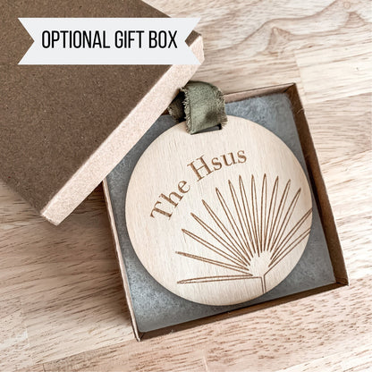 Family Name Christmas Ornament | Minimal Palm Frond