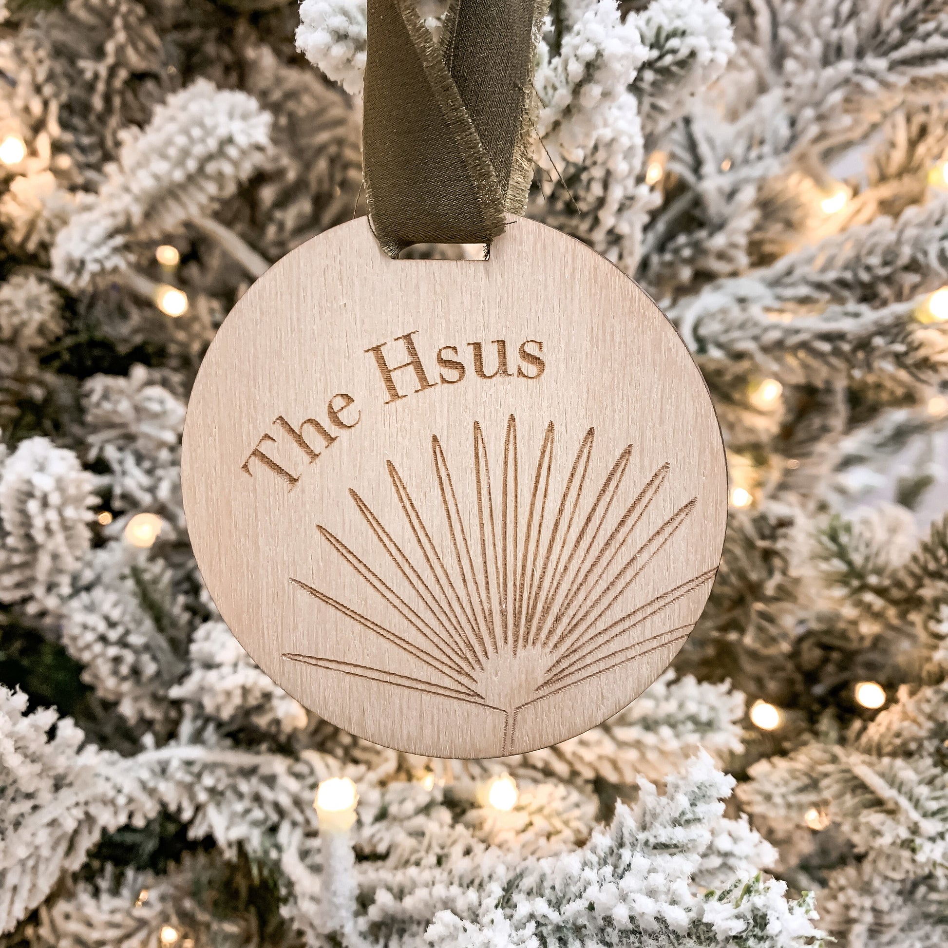Family Name Christmas Ornament | Minimal Palm Frond