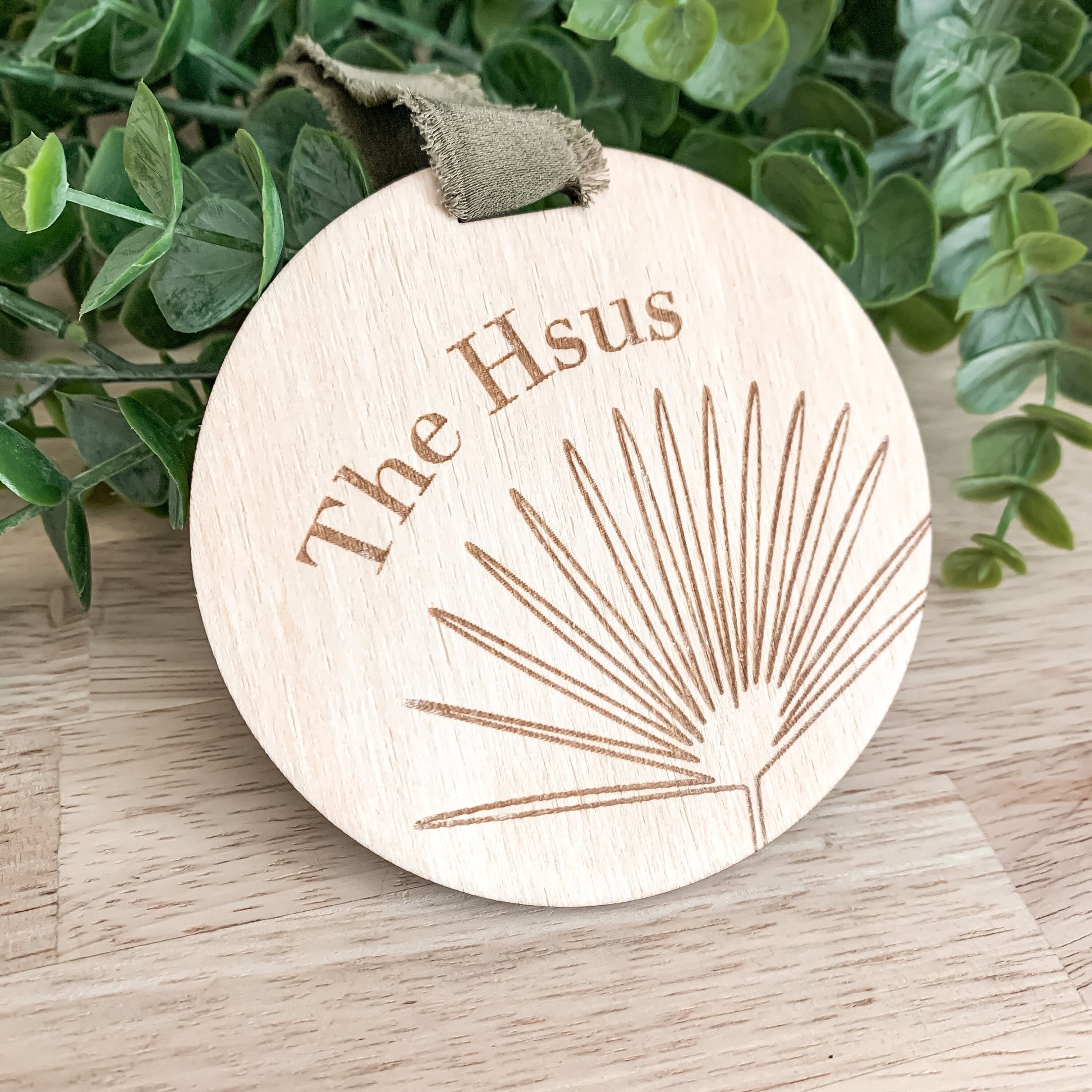 Family Name Christmas Ornament | Minimal Palm Frond