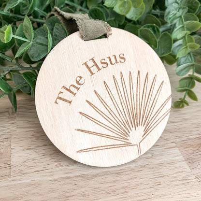 Family Name Christmas Ornament | Minimal Palm Frond