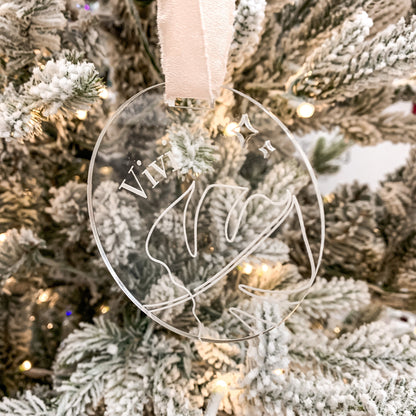 Minimal Monstera Leaf Christmas Ornament | Personalized Name