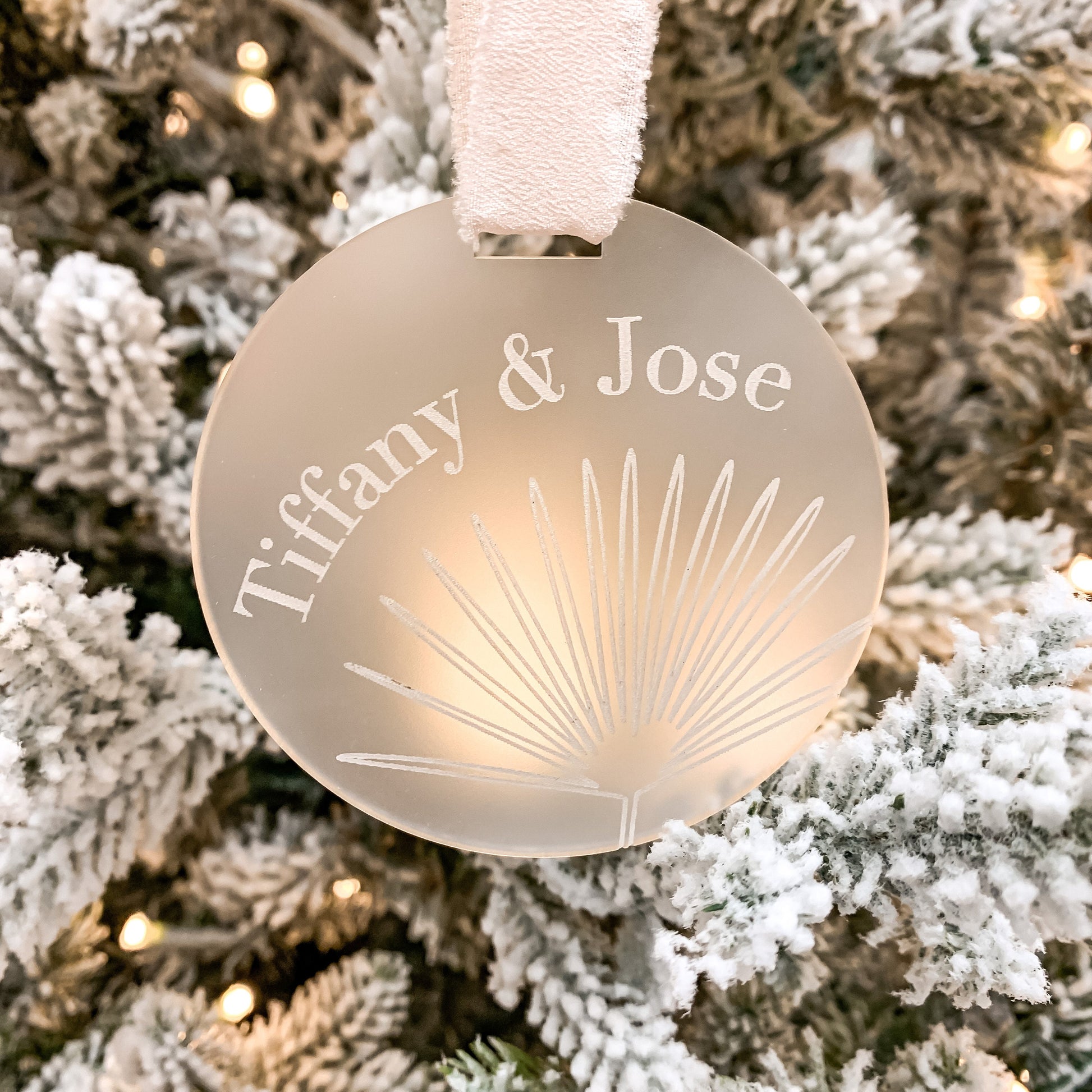 Couple Names Christmas Ornament | Minimal Palm Frond