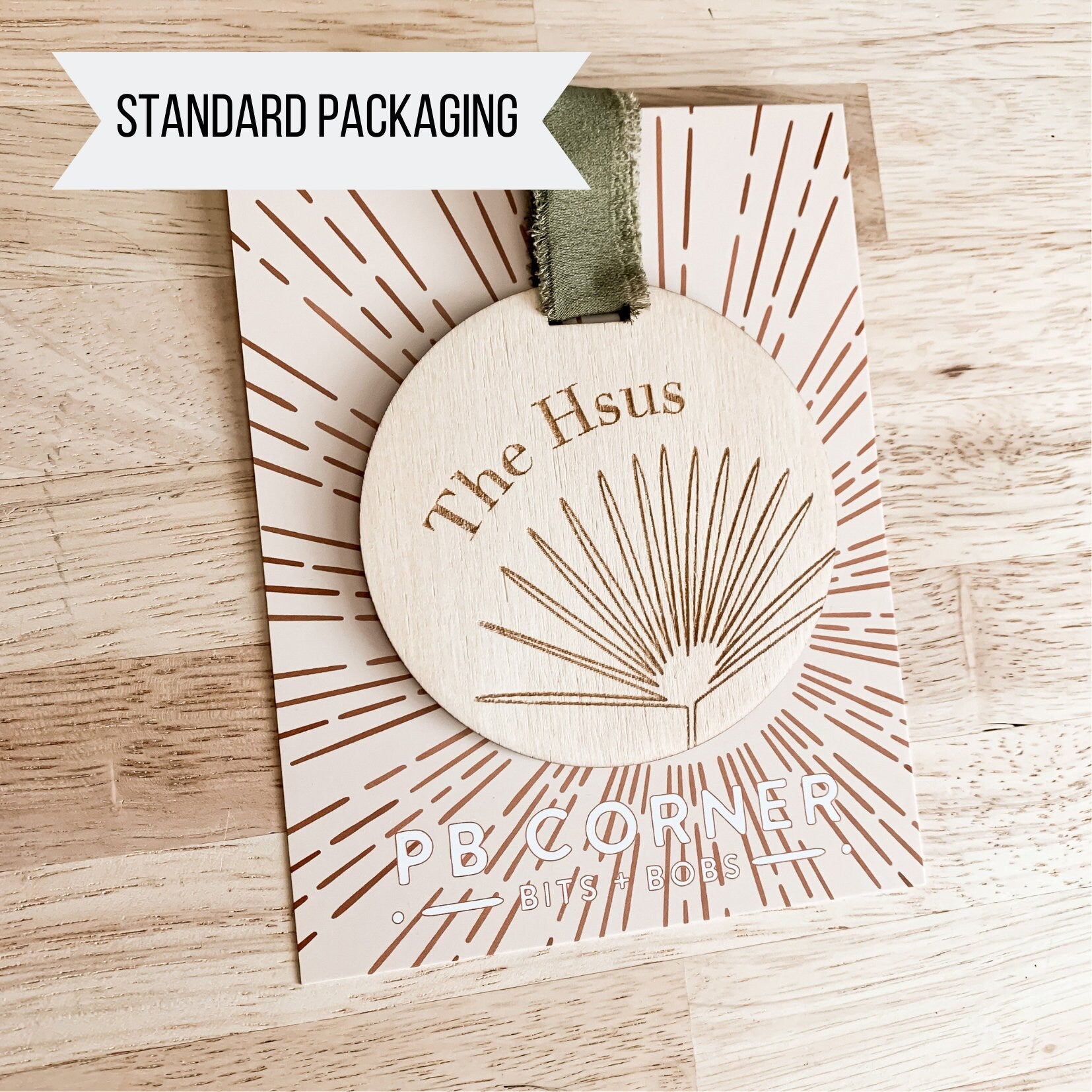 Family Name Christmas Ornament | Minimal Palm Frond