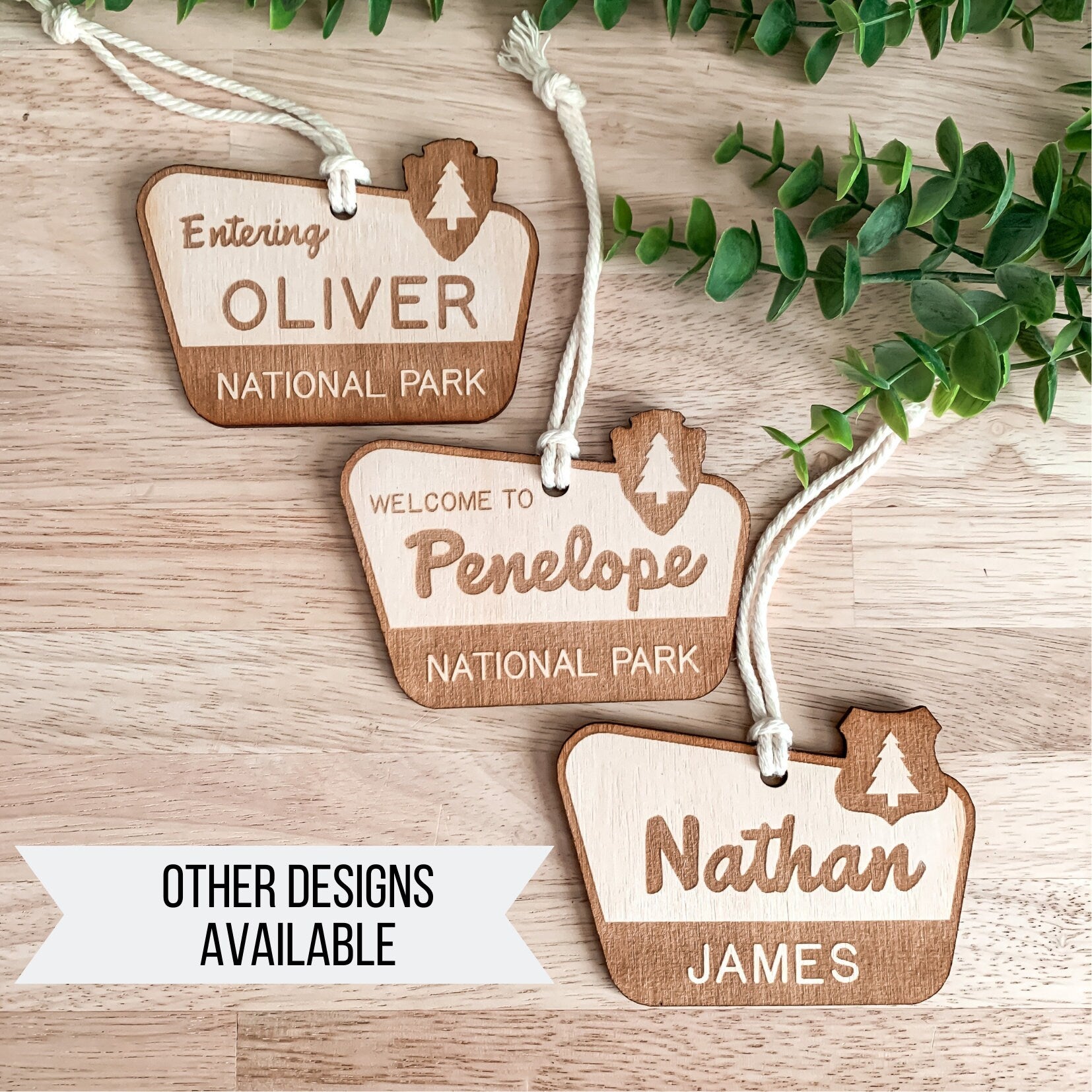 National Park Christmas Wooden Ornament | National Forest | Personalized Name | Valentine's Day Tags, Easter Tags, Backpack Tags, Bag Tags