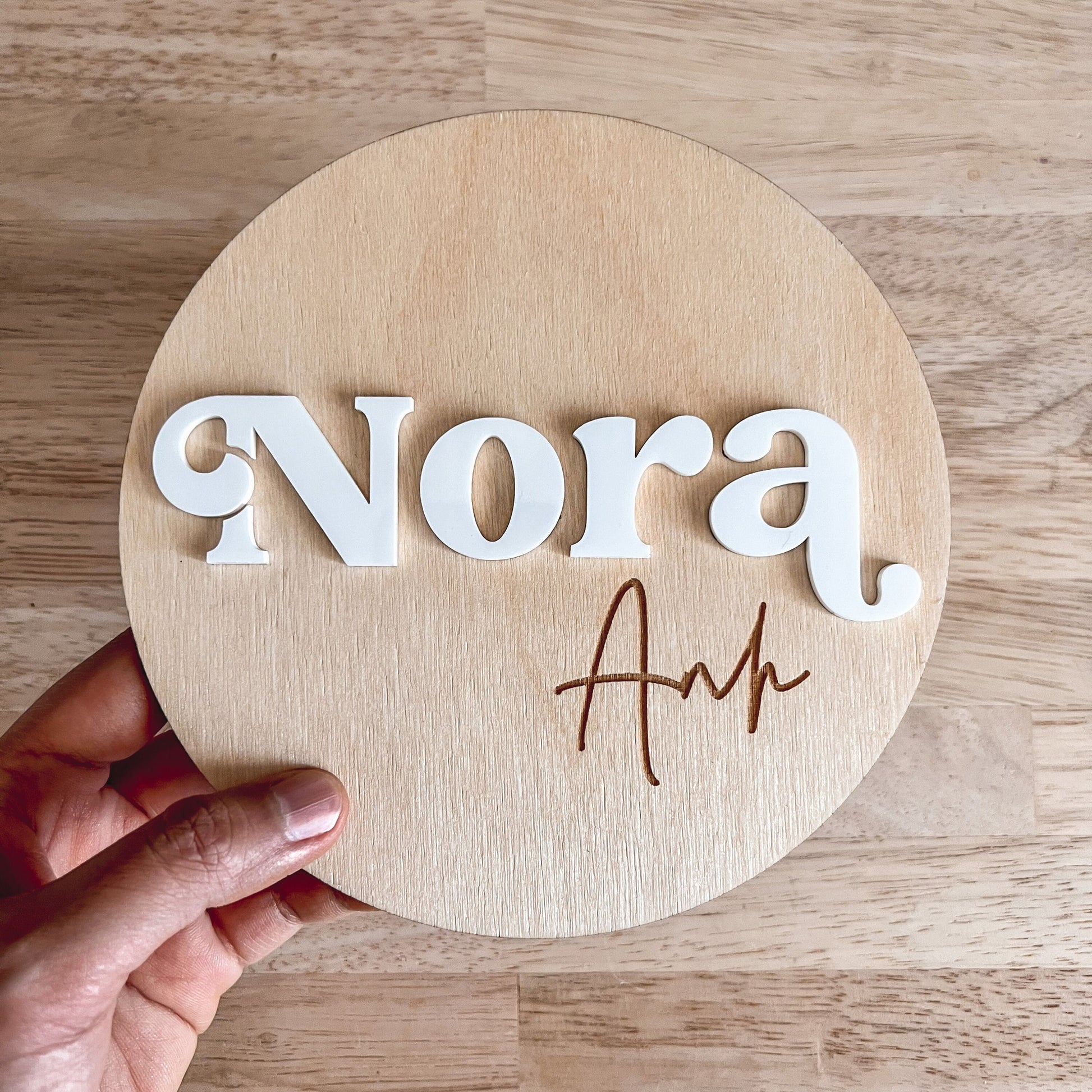 Baby Name Sign / Baby Photo Prop / Pregnancy Announcement / Wooden and Acrylic Signs