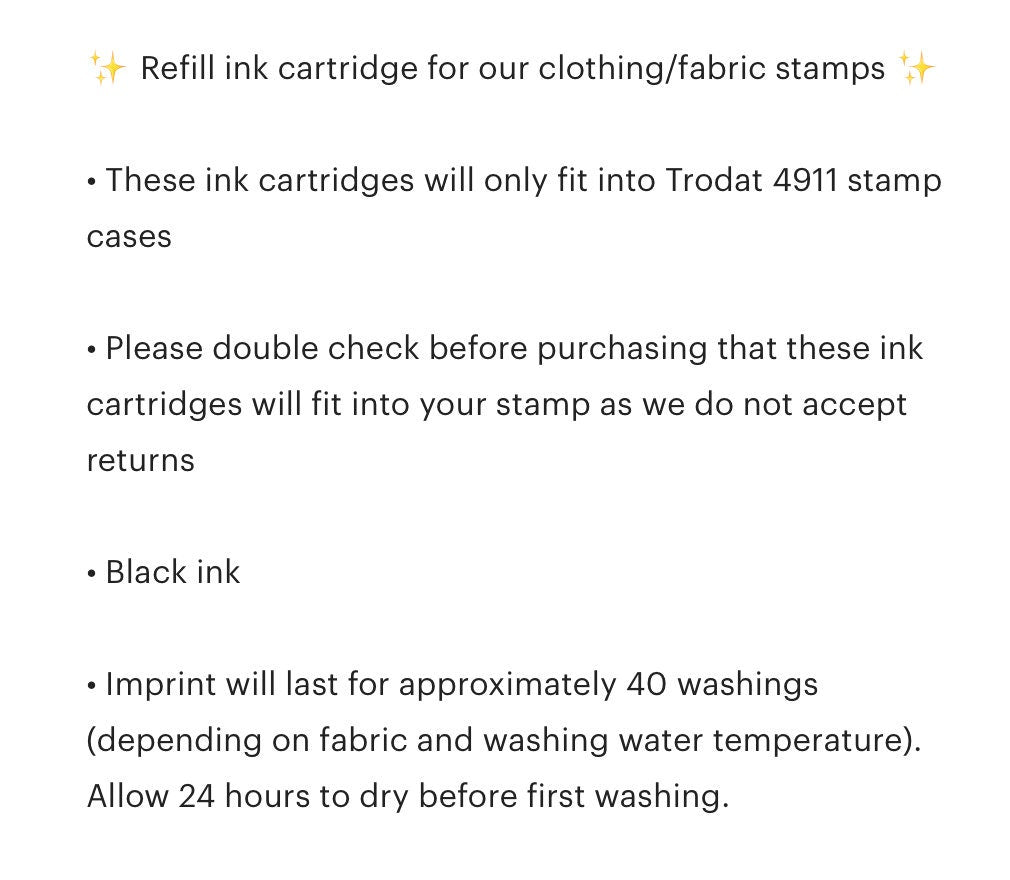 Refill Ink Cartridge for Clothing Stamp | Refill Ink Cartridge for Trodat 4911 Fabric Stamp