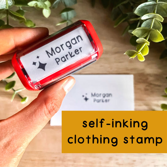 Clothing Stamp | Name Stamp for Clothing | Daycare Fabric Stamp | Stars & Sparkles Stamp | Kids Clothing Stamp | Camp Stamp | Clothing Label