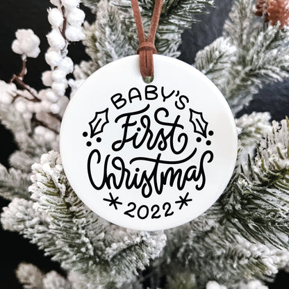 Baby's First Christmas Ornament / Ceramic Porcelain Ornament / Baby Birth Stats / Personalized Newborn Ornament / Gift for New Parents